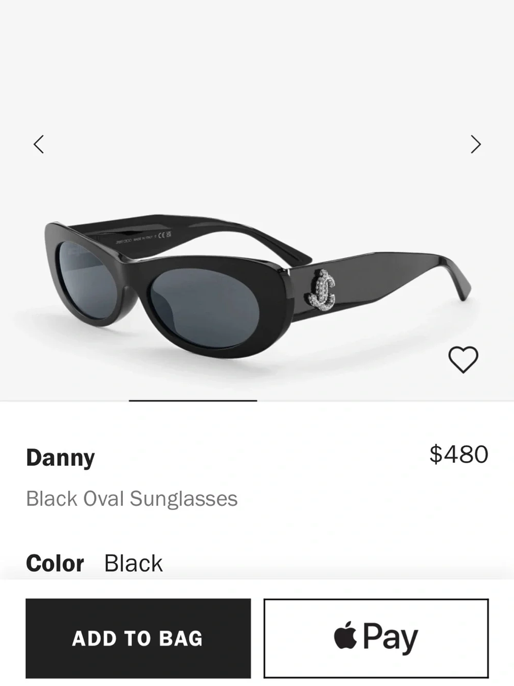 NWOT Jimmy Choo Black Oval Danny Sunglasses 100% Authentic
